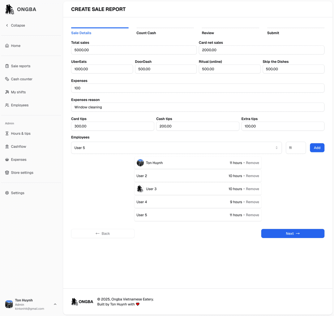Report creation example