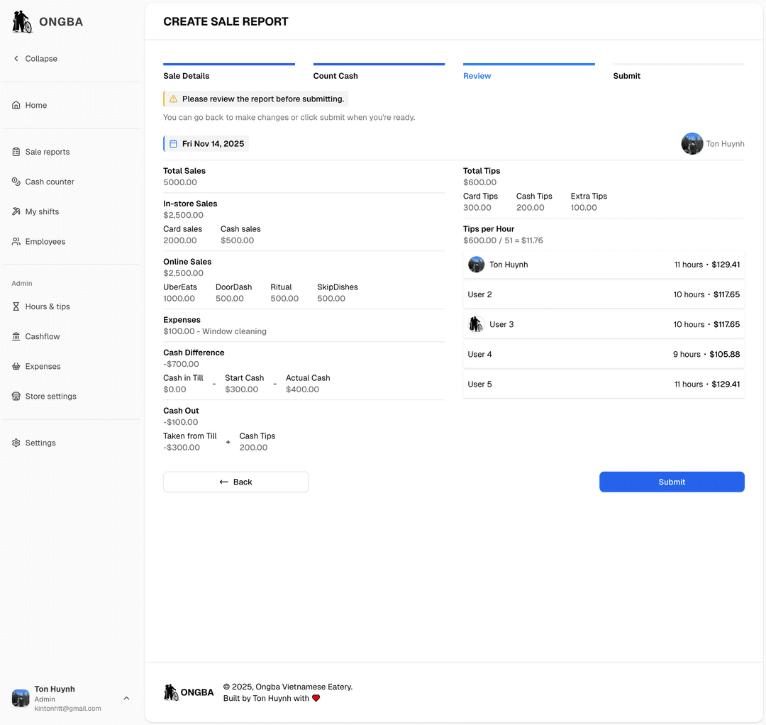 Report creation example